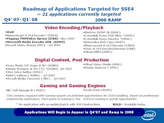 Intel全力推動 SSE4機能爆發 2008年第一季增至21軟件支援