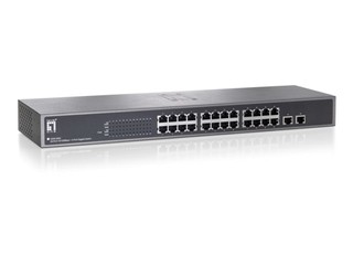 可連接多達24台電腦及伺服器 LevelOne  GSW-2650交換器