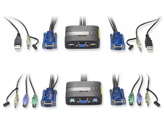 一組控制端輕鬆操控 2 台電腦 LevelOne Cable KVM Switch