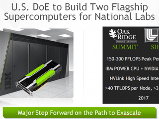 採用 NVIDIA Tesla  GPU + NVLink 傳輸介面 美國能源部打造兩部旗艦超級電腦