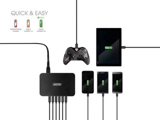 支援 QC 2.0 及 BC1.2 智能快速充電 Unitek Y-P535 6 Port USB 充電基座