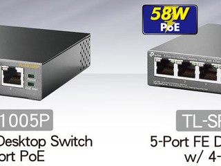 輸出達 56/58W@802.3af 15.4W TP-Link 最新推出 5-Port PoE Switch