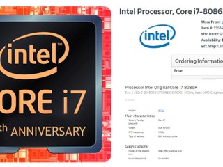 Intel Core i7-8086K 40 週年紀念版成真!! 北美及俄羅斯網店現身 預購價 480 美元