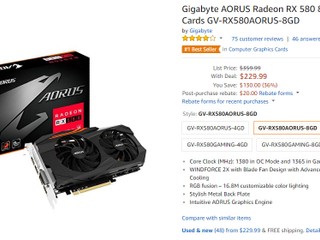 【掘礦市場要完了嗎?!】繪圖卡零售價下跌 GIGABYTE AORUS RX 580 只售 229 美元