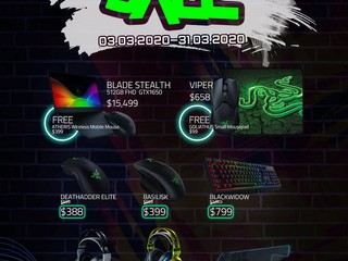 💚【RAZER MARCH SALE 三月優惠】💚 買新 Blade Stealth 送滑鼠．多款週邊產品減價