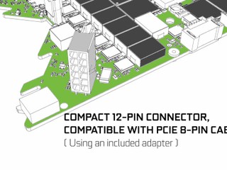 PCIe 12-Pin 斜插電源　葉片彈簧背蓋 NVIDIA RTX 30 新設計保持低溫 / 低噪音