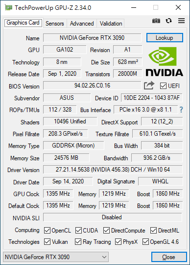 ASUS ROG STRIX GeForce RTX 3090 顯示卡