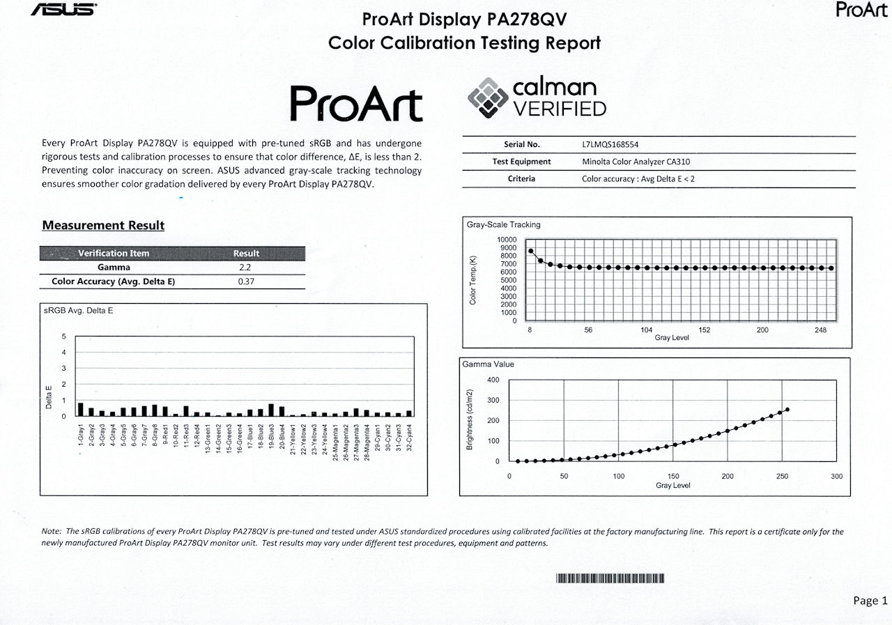 ASUS ProArt PA278QV 專業顯示器