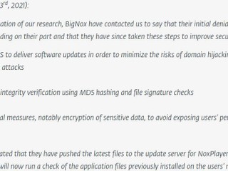 不再使用 HTTP 、加入 MD5 檔案驗証 BigBox 已修補 NoxPlayer 模擬器更新漏洞