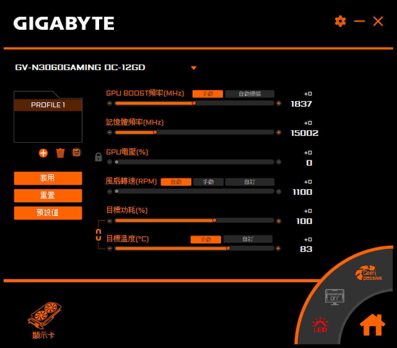 GIGABYTE RTX 3060 GAMING OC 效能測試