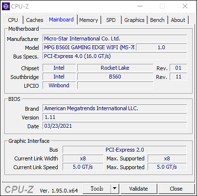 MSI MPG B560I GAMING EDGE WIFI