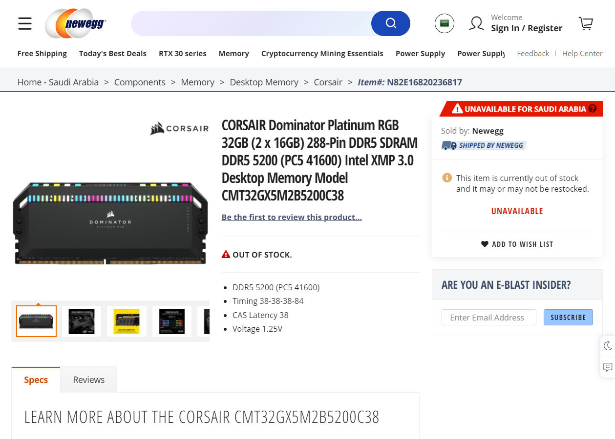 CORSAIR Dominator Platinum DDR5