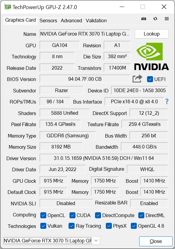 Razer Blade 17 Mid 2022