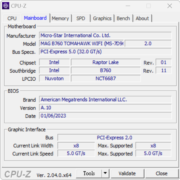 MSI MAG B760 TOMAHAWK WIFI 主機板