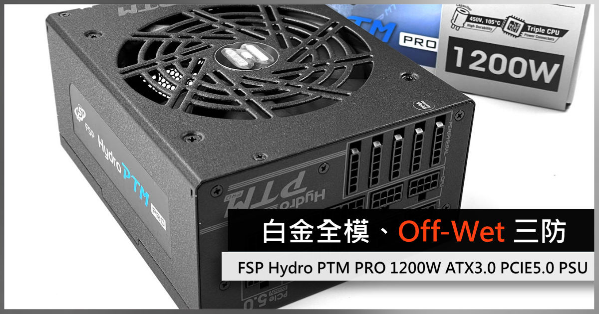 白金全模、Off-Wet 三防FSP Hydro PTM PRO 1200W ATX3.0 PCIE5.0 PSU