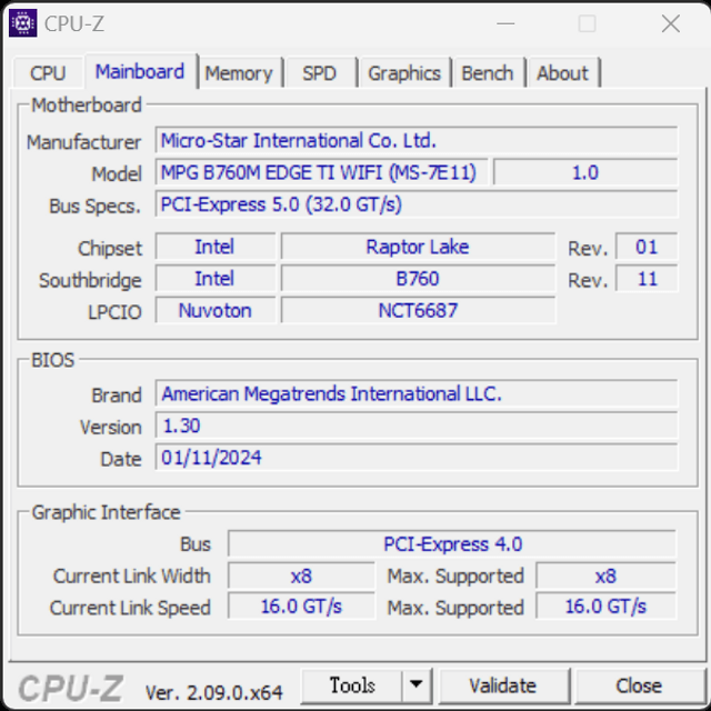 MSI MPG B760M EDGE TI WIFI 主機板