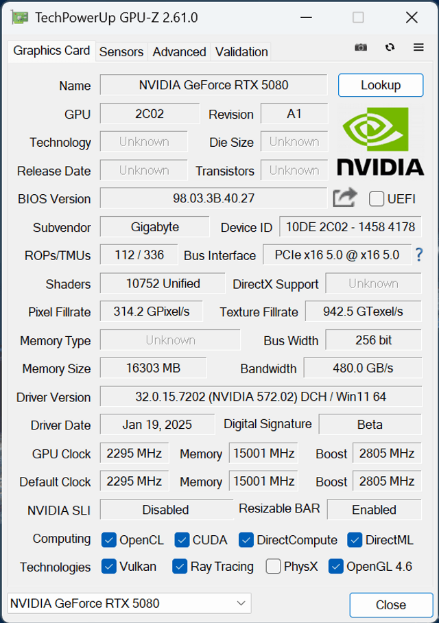 GIGABYTE AORUS RTX 5080 MASTER