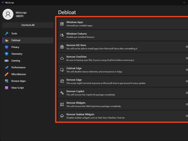 免費的 WinScript 系統調校工具 刪除預載 App、系統性能最佳化 - 電腦領域 HKEPC Hardware - 全港 No.1 PC網站