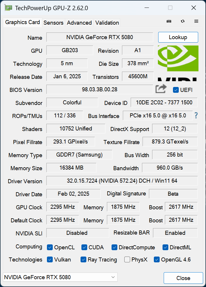 iGame RTX 5080 Ultra W OC