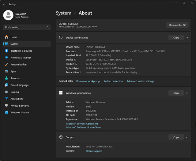 ASUS Zenbook A14 Copilot+ PC 手提電