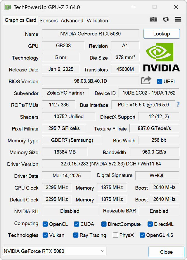 ZOTAC RTX 5080 SOLID OC White