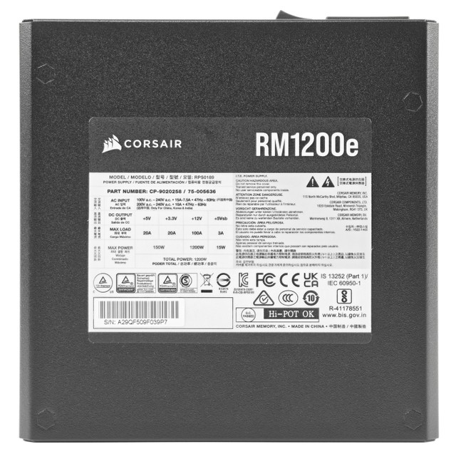 CORSAIR RM1200e (2025) 全模組靜音 PSU
