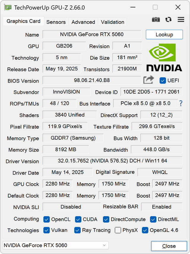 INNO3D RTX 5060 TWIN X2