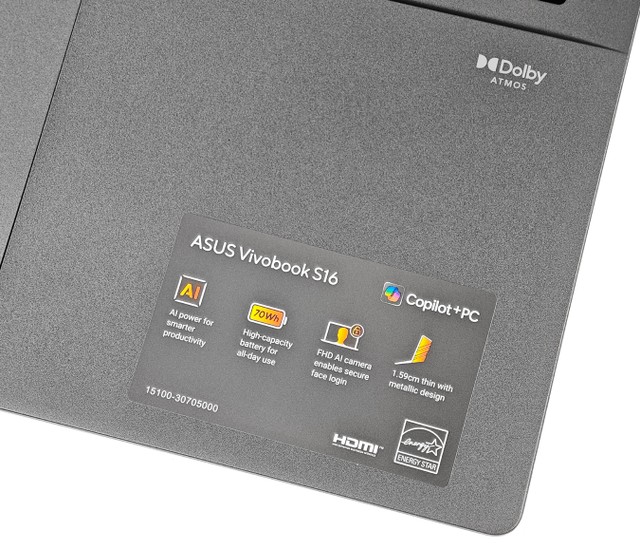 ASUS Vivobook S16 Copilot+ PC 手提