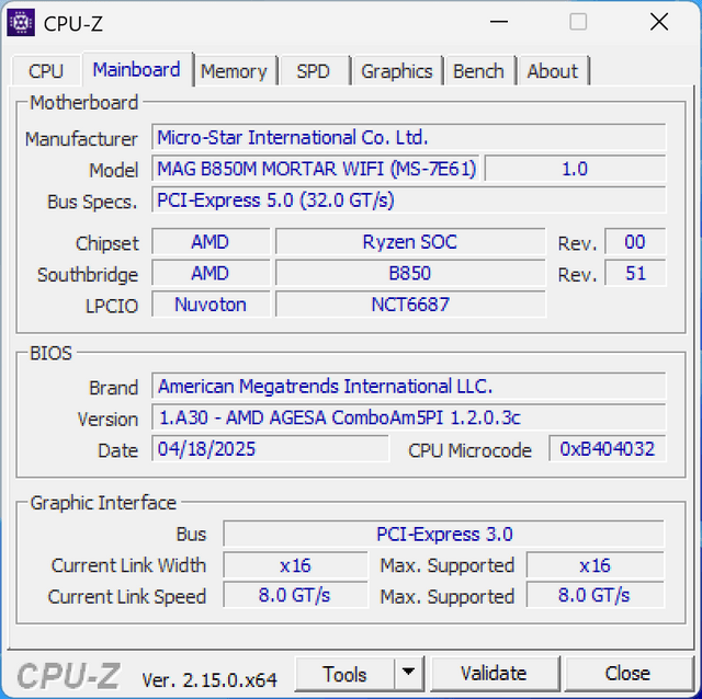 MSI MAG B850M MORTAR WIFI 主機板