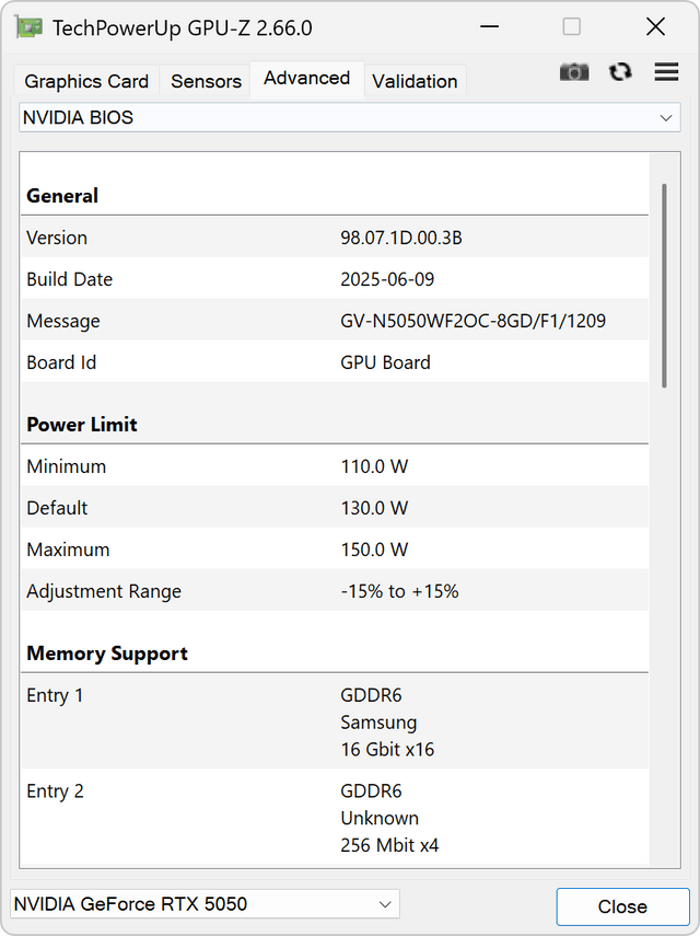 GIGABYTE RTX 5050 WINDFORCE