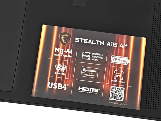MSI Stealth A16 AI+ A3XWHG 電競筆電