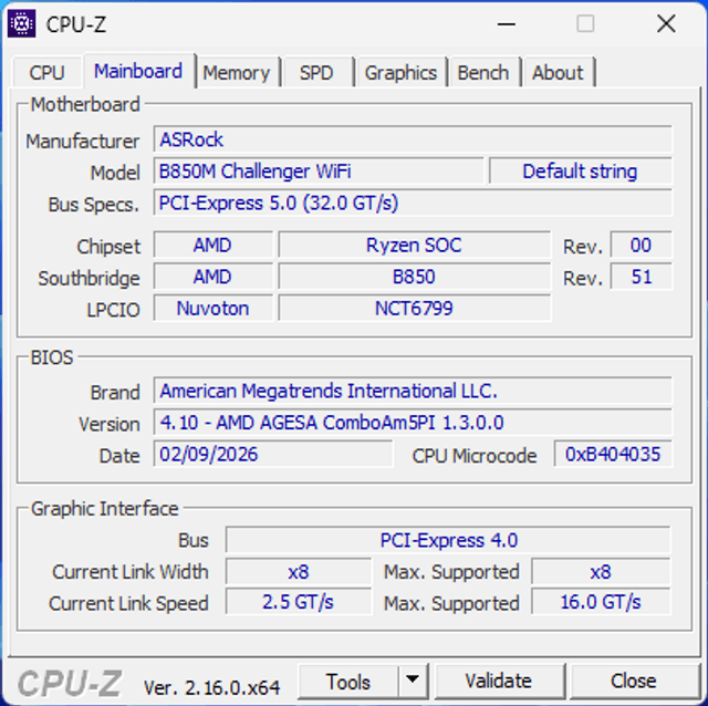 ASRock B850M Challenger WiFi 主机板