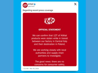 雀巢︰41.3 萬條 KitKat 被盜走 重達 12 噸   與運送貨車一同失蹤