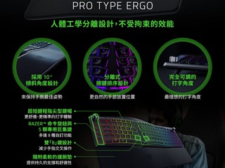 人體工學分離設計  體驗最自然打字手感 Razer 全新 Pro Type Ergo 無線鍵盤