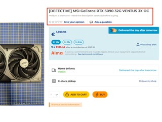 法國零售商出售 RTX 5090 壞卡 半價發售   講明「售出後概不退換」