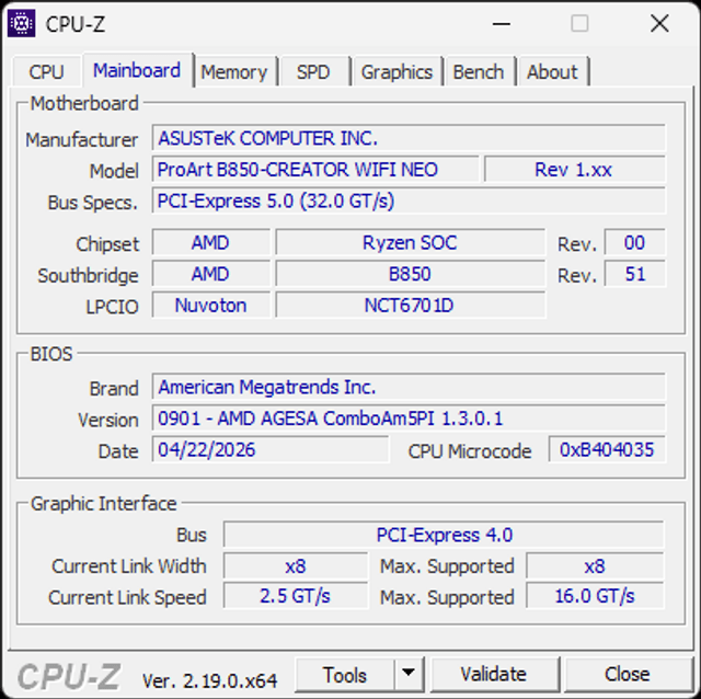 ProArt B850-CREATOR WIFI NEO