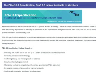 PCIe 8.0 官方草案首度曝光 速度衝破 1TB/s   預計 2028 年正式登場