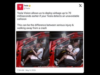 Tesla 推出 AI 視覺預測碰撞系統 未撞前 70 毫秒  提早彈出安全氣囊