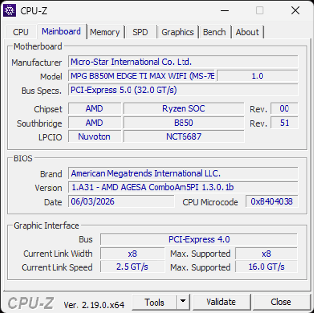 MSI MPG B850M EDGE TI MAX WIFI 主