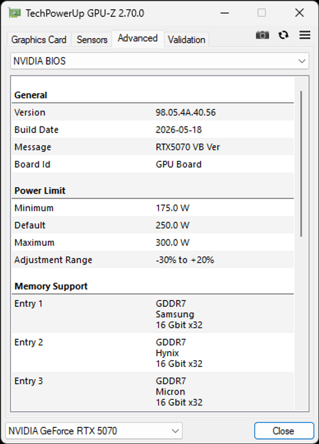 ASUS T1 GeForce RTX 5070 12GB GD